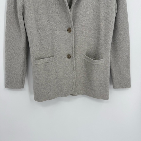 J. Crew Women Merino Wool Sweater Blazer Gray 2-Button Size S Pockets Collared - Picture 3 of 10